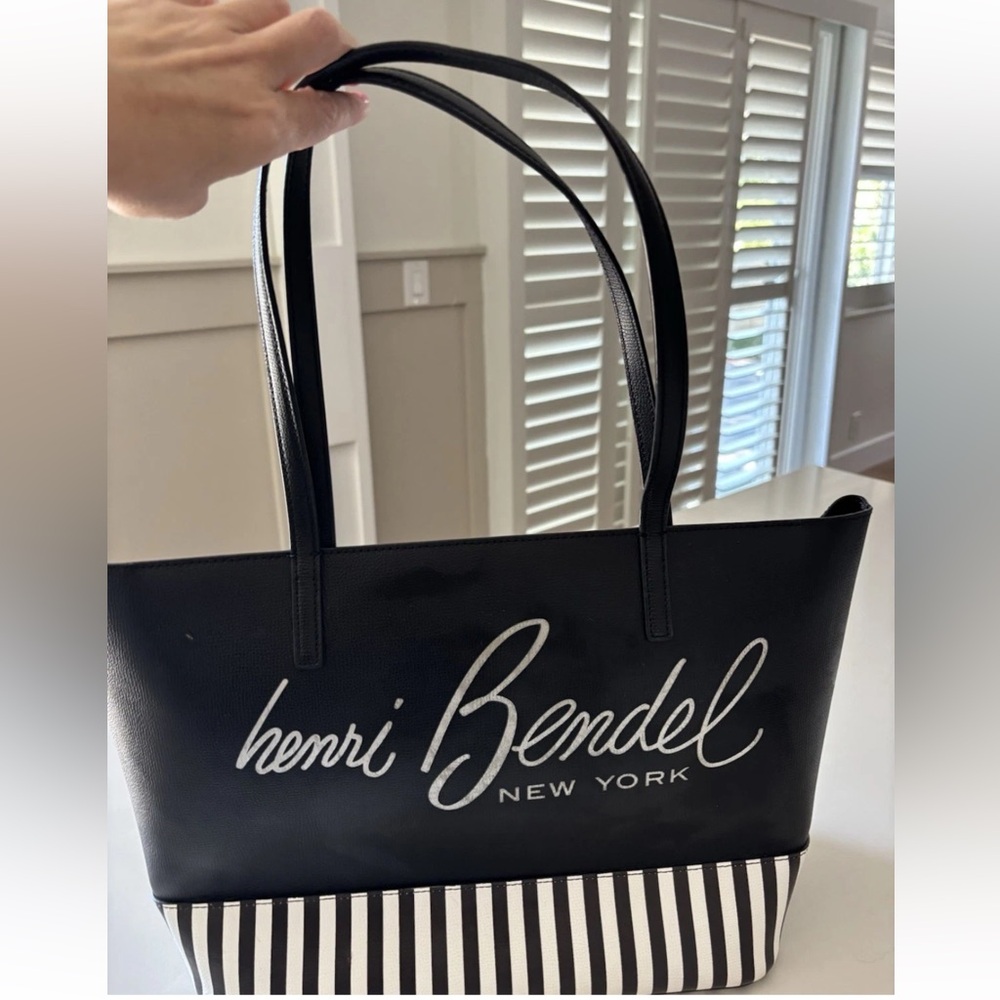 New Henri Bendel Black & White About Town Tote Bag Leather NWT Vintage